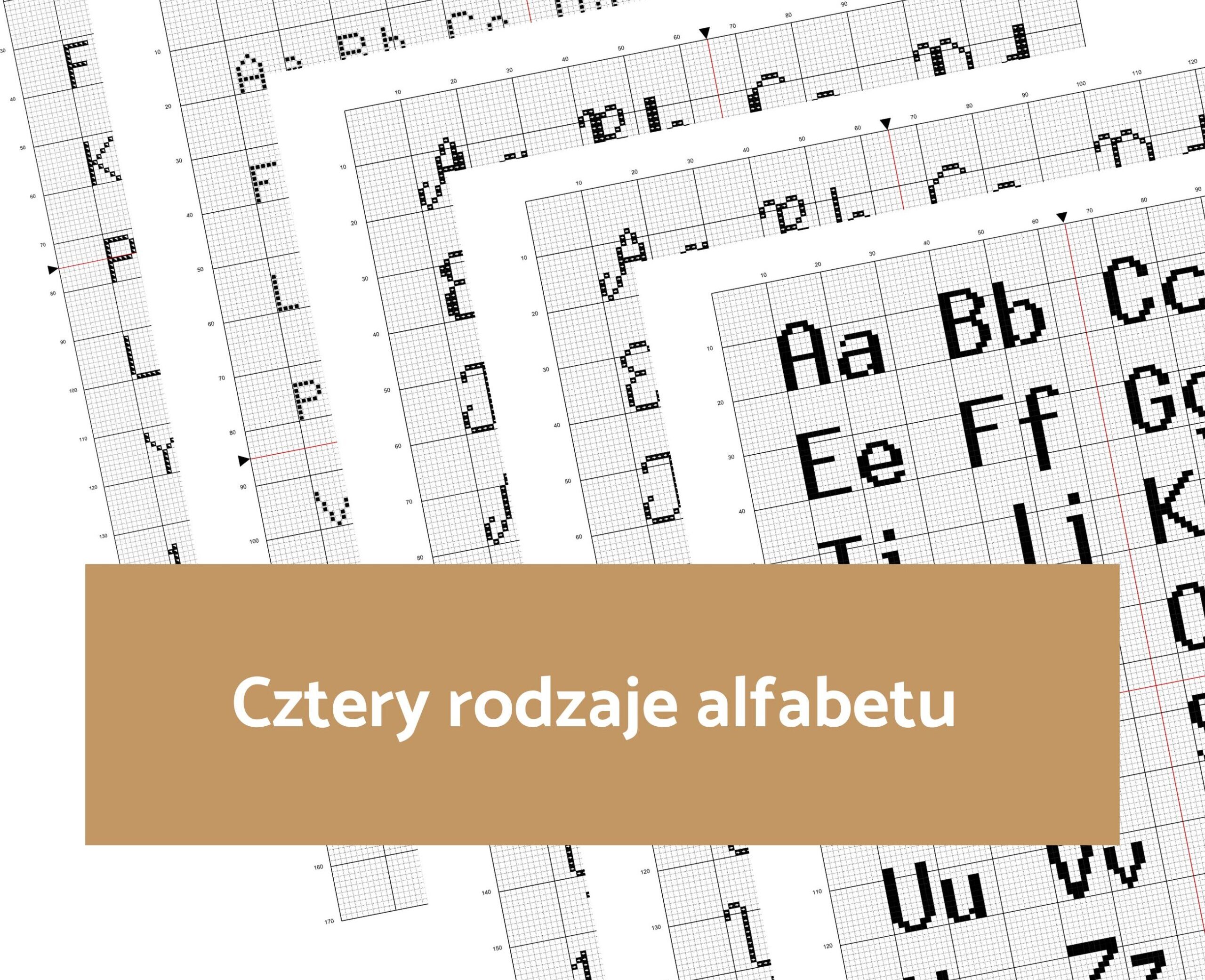 Cztery alfabety haftu krzyżykowego do personalizacji metryczki urodzinowej PDF do pobrania